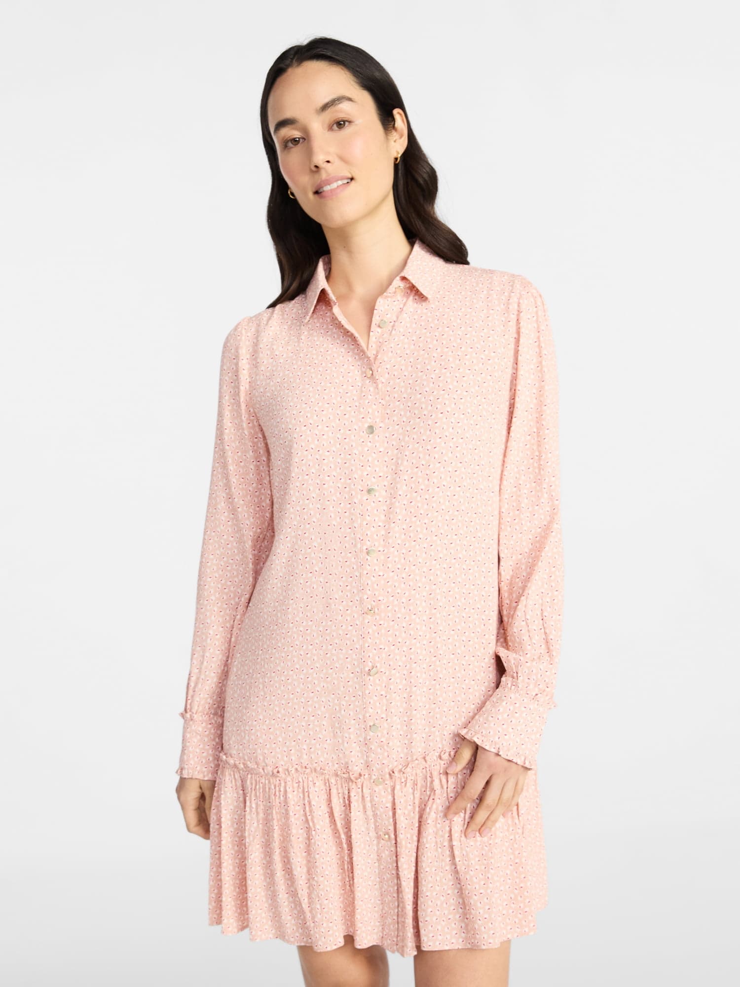 Đầm Sơ Mi Ngắn Xếp Nếp Time and Tru Cho Nữ, Size XS-XXXL